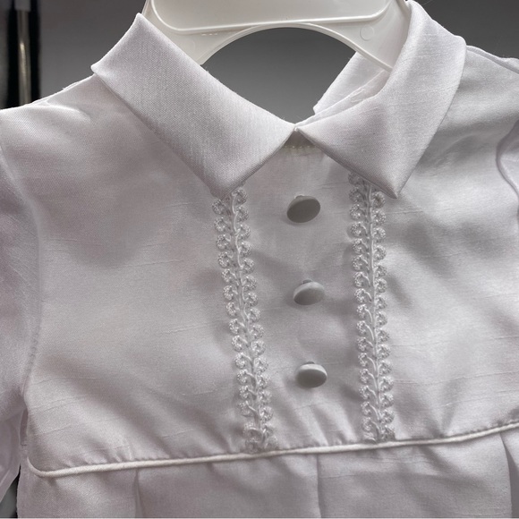 Lauren Madison Baby boys full-length shantung romper in white size 6/9 months - Picture 5 of 7